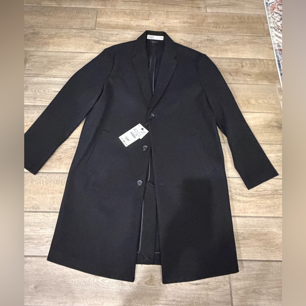 Zara Men Black Single Breasted 4 way Coat XL new with tags